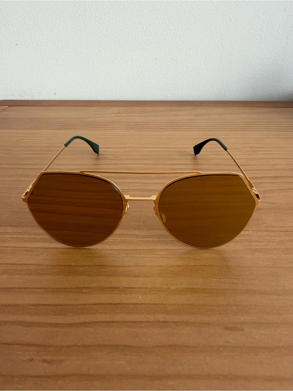 Fendi Gold Frame with Brown Lenses Women's Sunglasses